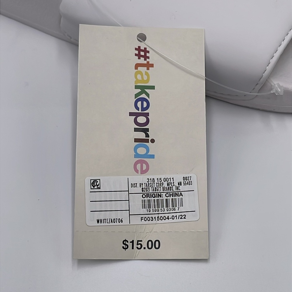NWT Pride Slip-On Comfort White Sandals - Size L - Picture 10 of 11